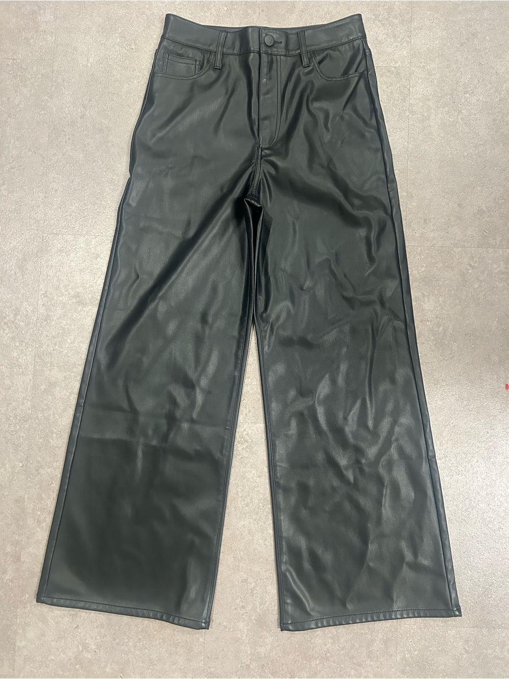 Joe’s Jeans The Mia Black Faux Leather High Rise Wide Leg Pants Size 26 - Picture 4 of 7